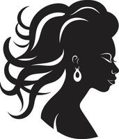 elegant rader svart logotyp med honor ansikte ikon i svartvit elegant väsen svart logotyp med kvinna ansikte ikon vektor