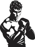 sportlich Eleganz im einfarbig schwarz Vektor Symbol Vektor Kunst neu definiert Boxen Mann Emblem