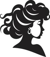 Ermächtigung durch Gelassenheit schwarz weiblich Gesicht Emblem im einfarbig faszinierend Eleganz Vektor Symbol von Frauen Gesicht im schwarz einfarbig