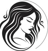 geformt Gelassenheit schwarz weiblich Gesicht Vektor Symbol faszinierend Blick Logo Design mit weiblich Gesicht