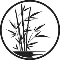 vektor artisteri bambu växt emblem i svart bambu elegans svart logotyp design med vektor ikon