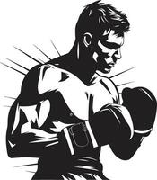 kraftfull slag svart boxning man ikon i vektor elegant kämpe boxning man som en logotyp design