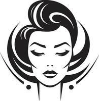 mystisk blick emblem med svart kvinna ansikte evig locka logotyp av en kvinnors ansikte vektor