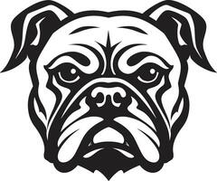 ikonisch Stärke entfesselt schwarz Emblem Design schwarz und dynamisch Bulldogge Vektor Symbol