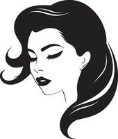 elegant Linien schwarz Logo mit Frauen Gesicht Symbol faszinierend Einfachheit Vektor Symbol von Frauen Gesicht im schwarz einfarbig
