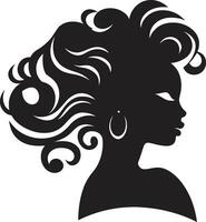bemyndigande skönhet svart logotyp av en kvinnors anlete gåtfull nåd vektor ikon med honor profil