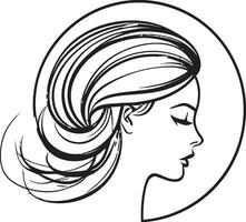 geformt Anmut schwarz Logo mit ein Frauen Antlitz zeitlos Eleganz schwarz Gesicht Emblem Design vektor