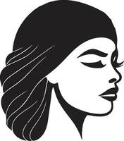 mysteriös Charme weiblich Gesicht Emblem im schwarz ewig Anmut Logo mit ein Frauen Gesicht vektor