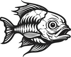 das Kunst von Fischkunde Knochen Fisch Logo Bildhauerei das tief Fisch Skelett- Vektor Symbol