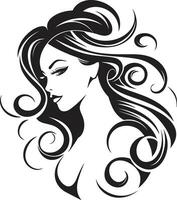 ikonisch Gelassenheit weiblich Gesicht im schwarz Logo ewig Geheimnis Logo mit schwarz weiblich Gesicht vektor
