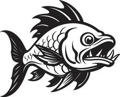 genomskinlighet av de djup fisk logotyp design de nedsänkt skelett fisk ben vektor konst