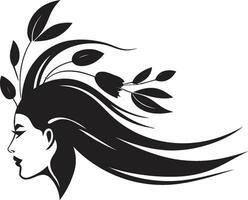 ewig Anmut Logo mit ein Frauen Gesicht geformt Gelassenheit schwarz weiblich Gesicht Vektor Symbol