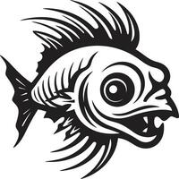 Marine Kunst im Skelette Vektor Fisch Symbol das untergetaucht Knochen Fisch Skelett Logo Design