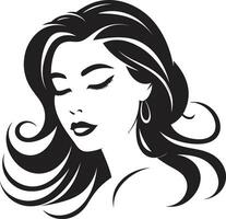 geformt Anmut schwarz weiblich Gesicht im Emblem zeitlos Eleganz Logo mit weiblich Gesicht vektor
