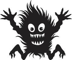 gruselig Karikatur Monster- Design Emblem im schwarz schwarz Schönheit Karikatur Monster- Logo Meisterschaft vektor