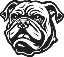 Regal Hund Kunst Bulldogge im schwarz Vektor Symbol furchtlos Verteidiger schwarz Logo mit Bulldogge Symbol