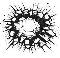 Vektor Kunst neu definiert Comic Buch gebrochen Mauer Emblem aufregend Einschlag enthüllt schwarz Logo mit gebrochen Mauer