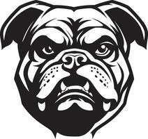 majestätisk maskot bulldogg logotyp hund elegans i svartvit svart vektor ikon