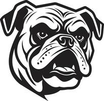 ikoniska styrka svart logotyp med bulldogg mäktig maskot svart bulldogg logotyp vektor ikon