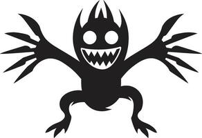 vektor artisteri omdefinieras tecknad serie monster emblem monstruös charm avtäckt svart logotyp med tecknad serie varelse