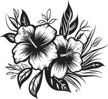 Vektor Kunst neu definiert tropisch Blumen- Emblem exotisch Schönheit enthüllt schwarz Logo mit botanisch Blumen
