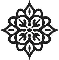 Arabisch Schätze im einfarbig Blumen- Emblem mit Blumen geometrisch Meisterschaft enthüllt Arabisch Blumen- Logo vektor