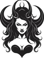 schwarz und verführerisch teuflisch Dämon Vektor majestätisch Verzauberung schön weiblich Dämon Logo