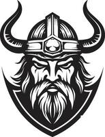 ebon Nordisk krigare eleganta viking logotyp design de viking raider en skrämmande maskot ikon vektor