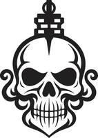 kryptisch Schädel Illustration Grübeln Vektor Logo geschwärzt Schädel Symbol Spuk Vektor Design