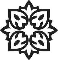 Vektor Arabeske Magie Arabisch Blumen- Fliesen Symbol elegant Symmetrie schwarz Logo Emblem mit Blumen
