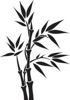 Bambus Zen still Emblem im schwarz Vektor Kunst enthüllt schwarz Bambus Pflanze Logo