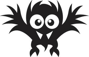 svart och charmig tecknad serie monster vektor symbol monstruös maskot tecknad serie monster logotyp