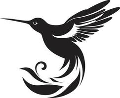 minimalistisch Kolibri Logo Design stilisiert schwarz Kolibri Emblem vektor
