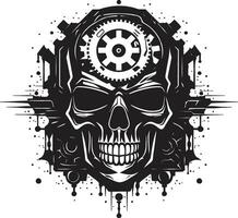 industriell Cyber Schädel Emblem das Revolution von Design künstlerisch mechanisch Schädel das Eleganz von das Maschine vektor