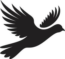 svart duva vektor logotyp med susa och vingar spridning en symbol av frihet och flyg svart duva vektor logotyp med susa och oliv gren en symbol av fred och harmoni