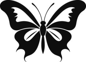 künstlerisch Flügel im Bewegung schwarz Schmetterling Symbol gefertigt Schönheit im schwarz noir Schmetterling Emblem vektor
