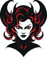 Vektor Kunst enthüllt rätselhaft Dämon Logo zauberhaft Schönheit schwarz Dämon Symbol im Vektor