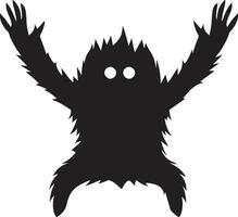 ikoniska varelse tecknad serie monster i svart logotyp monstruös förundras svart tecknad serie monster logotyp ikon vektor
