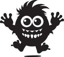 tierisch Charme schwarz Logo mit Karikatur Monster- Monster Geschichte Vektor Symbol im schwarz
