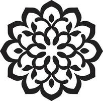 Blumen- Verschmelzung im einfarbig Arabisch Emblem mit Blumen schwarz und Gold Eleganz neu definiert Arabisch Blumen- Muster vektor