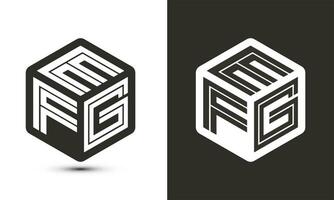 efg brev logotyp design med illustratör kub logotyp, vektor logotyp modern alfabet font överlappning stil.