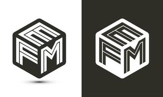 efm brev logotyp design med illustratör kub logotyp, vektor logotyp modern alfabet font överlappning stil.