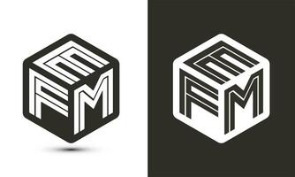 efm Brief Logo Design mit Illustrator Würfel Logo, Vektor Logo modern Alphabet Schriftart Überlappung Stil.