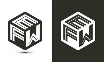 efw Brief Logo Design mit Illustrator Würfel Logo, Vektor Logo modern Alphabet Schriftart Überlappung Stil.