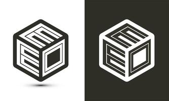 eeo brev logotyp design med illustratör kub logotyp, vektor logotyp modern alfabet font överlappning stil.