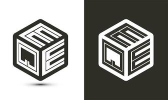 äqe Brief Logo Design mit Illustrator Würfel Logo, Vektor Logo modern Alphabet Schriftart Überlappung Stil.