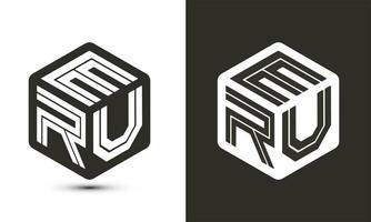 Eru Brief Logo Design mit Illustrator Würfel Logo, Vektor Logo modern Alphabet Schriftart Überlappung Stil.