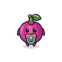 baby plommon frukt seriefigur med napp vektor