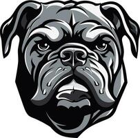 modig hund bulldogg design emblem elegans i svart bulldogg logotyp förträfflighet vektor