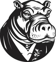 modern svart flodhäst logotyp flodhäst profil med stil vektor